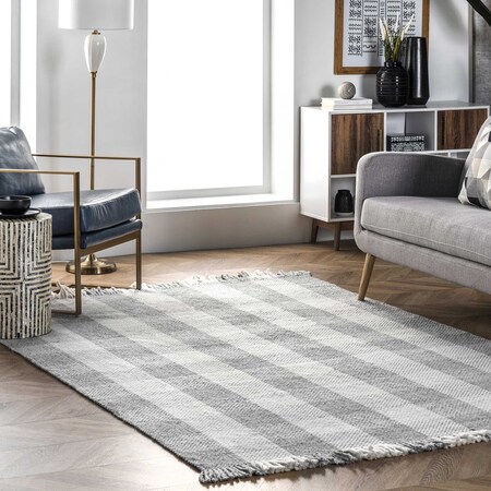 Nuloom Ellis Hand Woven Farmhouse Plaid Fringe Area Rug 5ft x 8ft SVCH01A-508